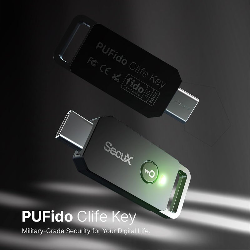 SecuX PUFido USB-C Security Key with PUF Technology, FIDO2/U2F Certified, Hardware-Rooted Unclonable Security for Passwordless Login and 2FA Authentication - Image 4